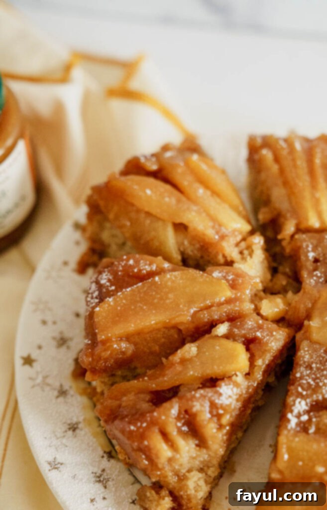 Top view of Caramel Apple Upside Down Cake before serving