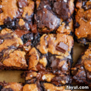 Perfectly swirled Pumpkin Brookies, combining brownie and pumpkin cookie layers