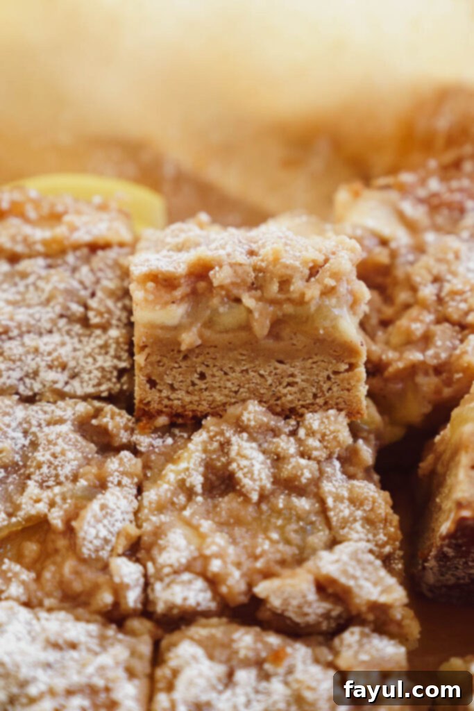 Stacked Apple Crisp Blondies showing layers
