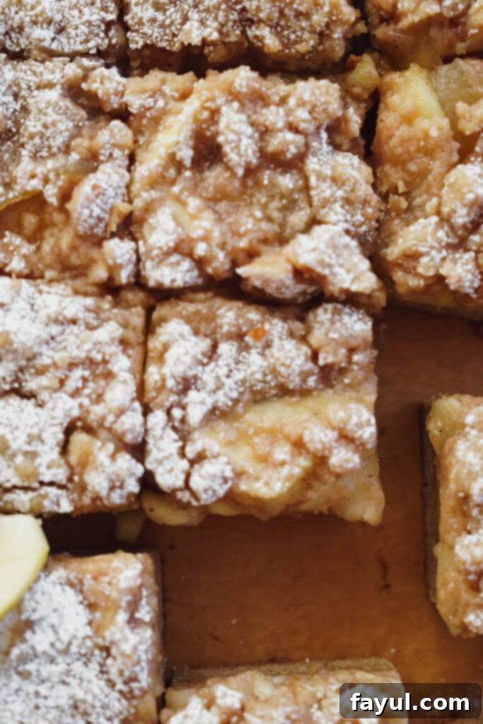 Sliced Apple Crisp Blondies, close up