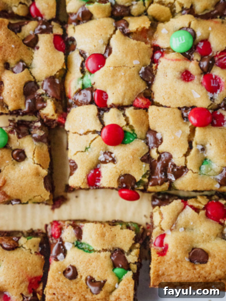 Delicious Oreo M&M Blondies with festive toppings