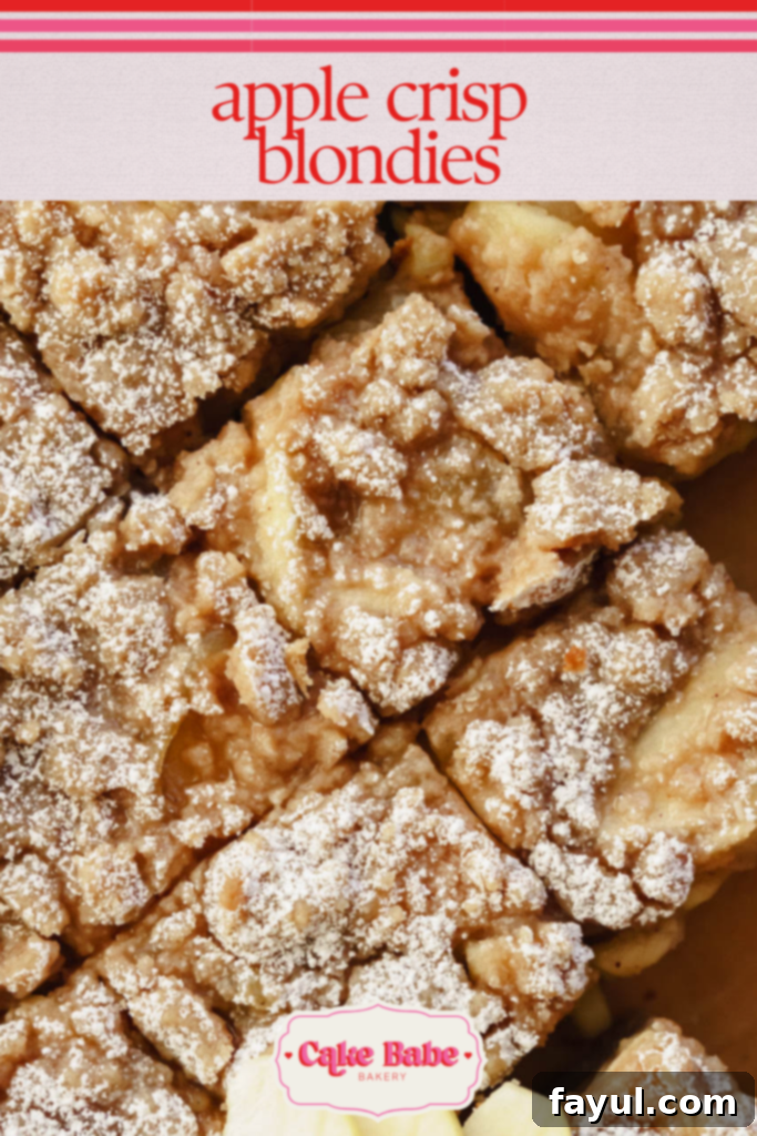 Apple Crisp Blondies with a streusel topping and apple filling.