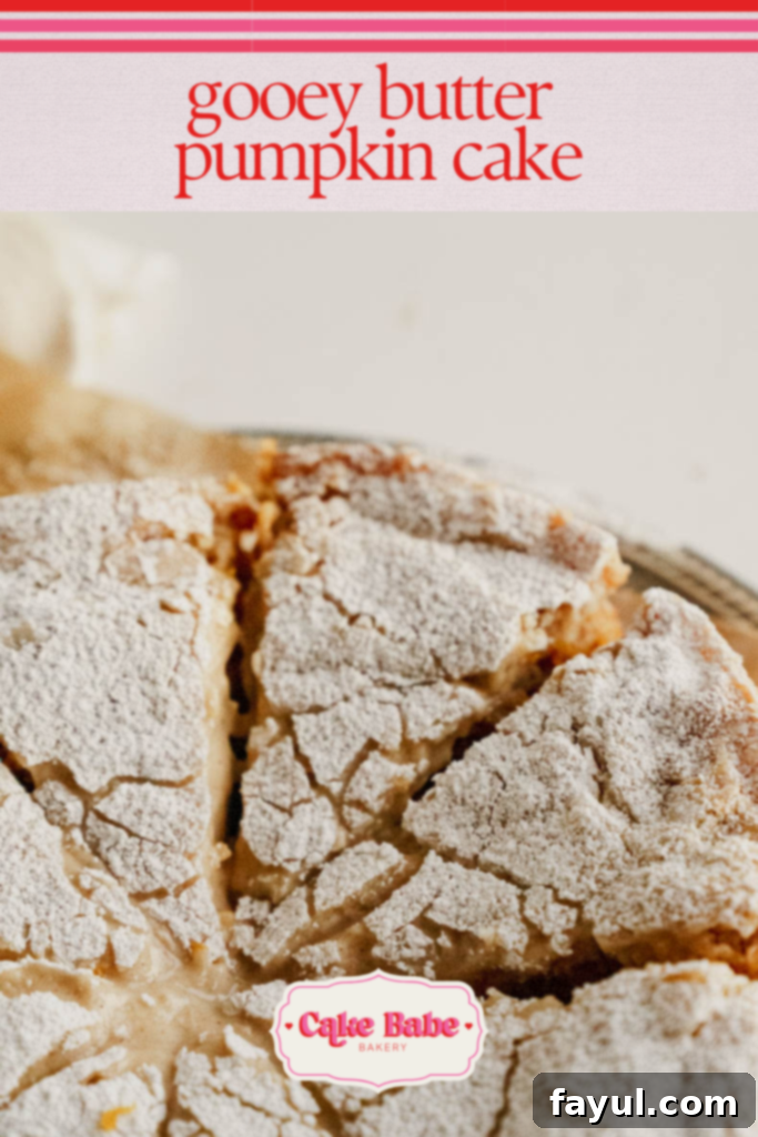 Gooey Butter Pumpkin Cake with a rich, spiced cream cheese top layer.