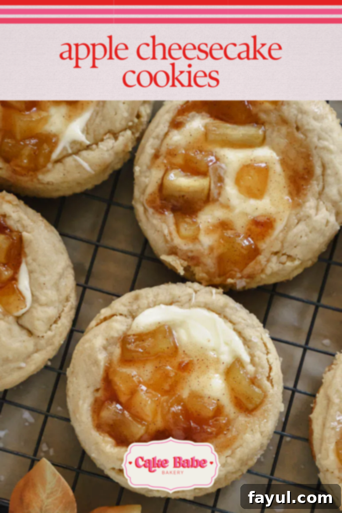 Apple Cheesecake Cookies with cinnamon spice and apple pie filling.
