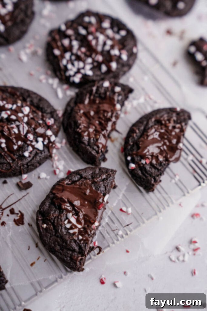 A plate of Double Chocolate Peppermint Cookies ready to be served