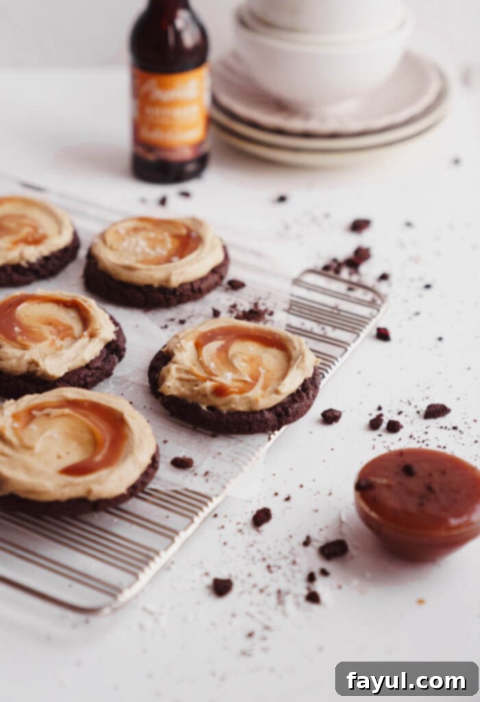 All the ingredients laid out for making chocolate salted caramel cookies