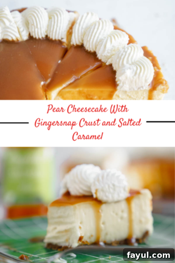 Close-up of pear cheesecake slices