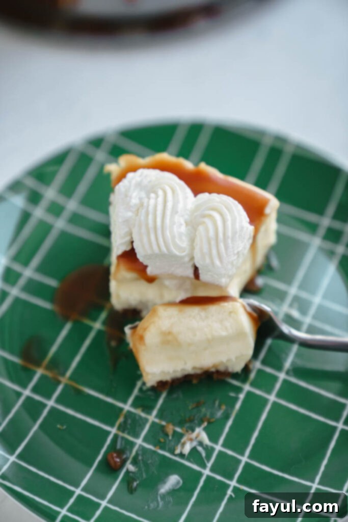 Pear cheesecake drizzled with salted caramel
