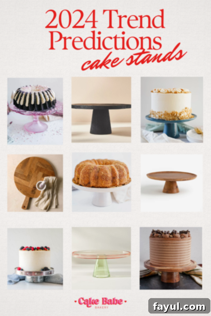 Trendy blue cake stand showcasing a beautifully decorated cake