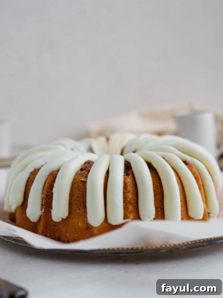 White Chocolate Raspberry Bundt Cake with cream cheese frosting