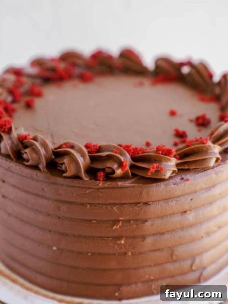 red velvet cake with chocolate frosting