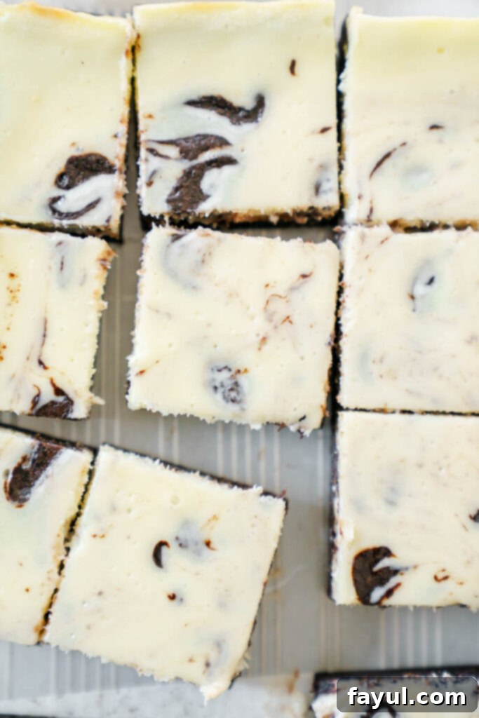 A delightful plate with two perfectly sliced fudgy cheesecake brownies, ready to be savored.