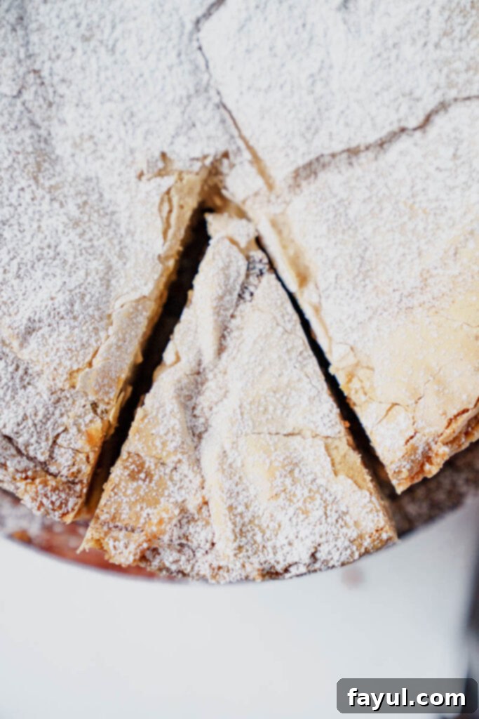 The texture of the gooey butter topping on the cake