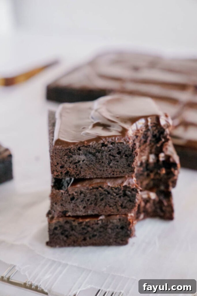 freshly baked lunch lady brownies with frosting in a pan