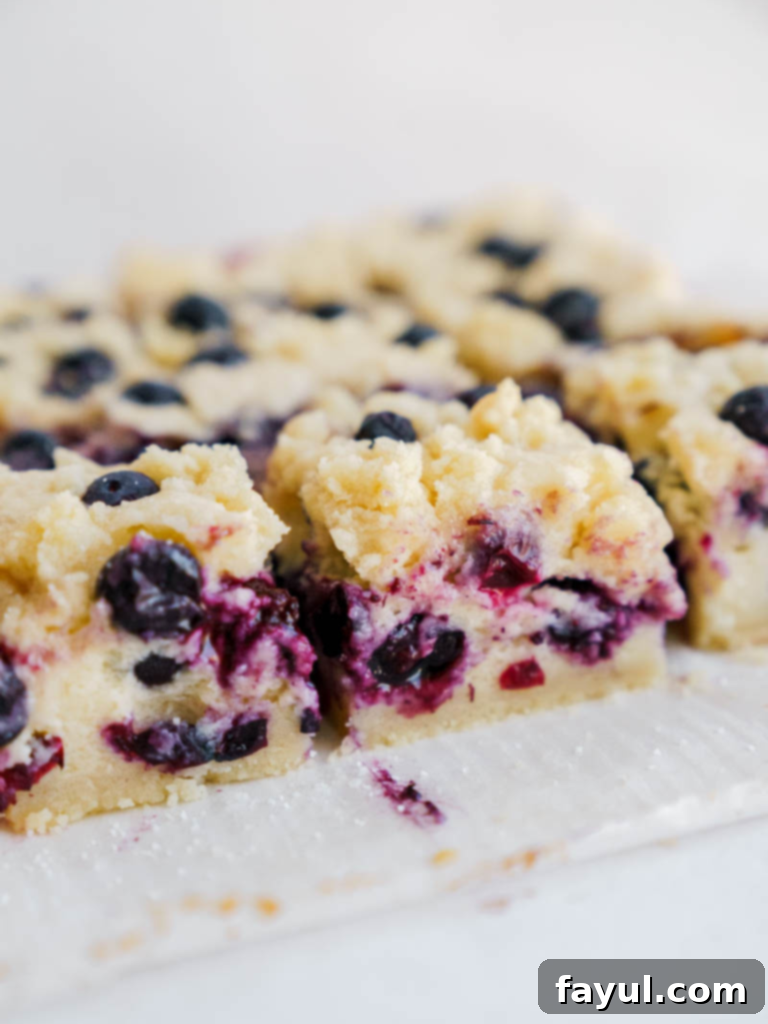 Delicious Blueberry Pie Bars ready to be served
