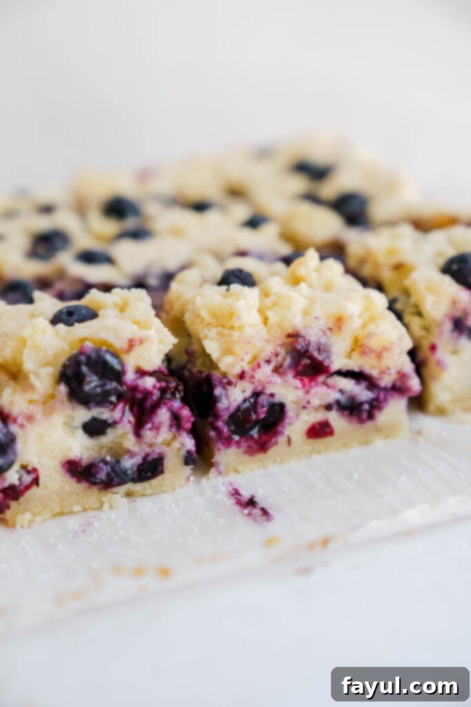 Stack of freshly baked blueberry pie bars
