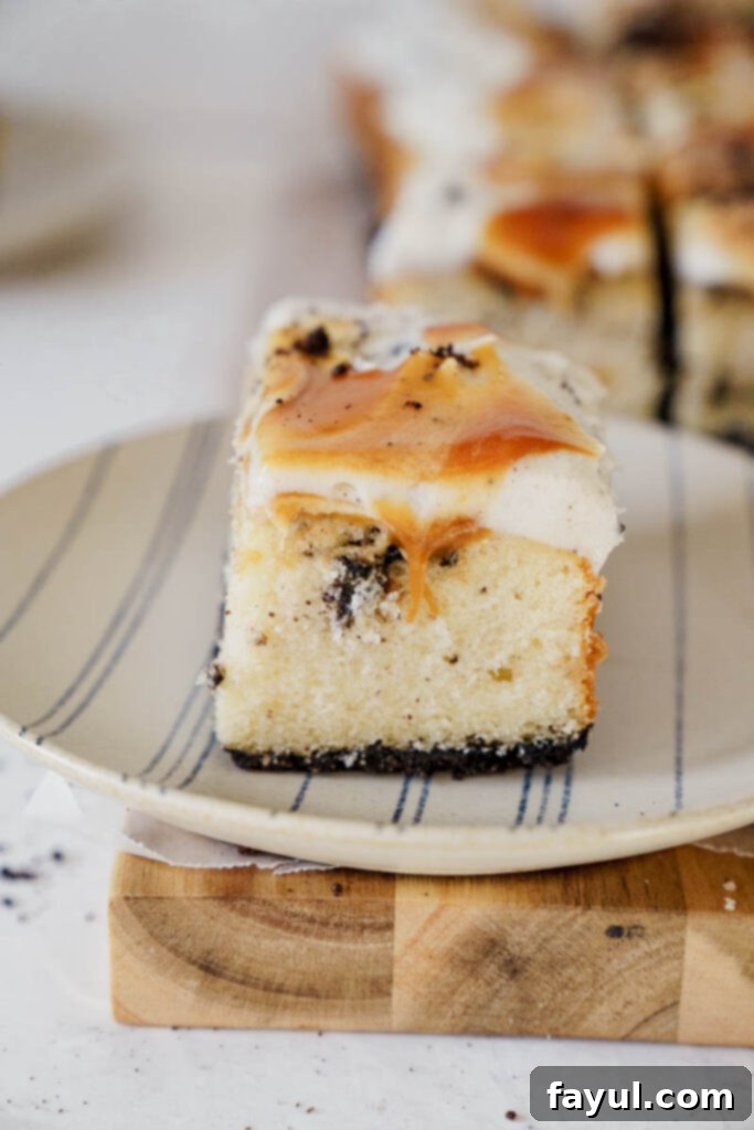 Decorated Oreo Caramel Cake in a pan