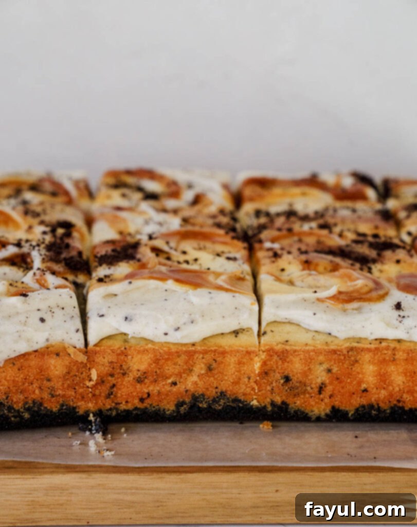 Oreo Caramel Cake slice on a plate
