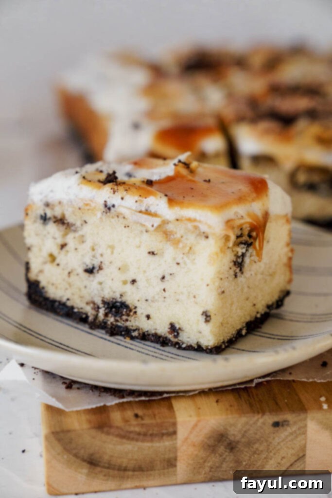 Oreo Caramel Cake ready to be served