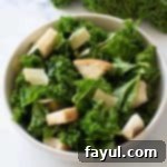 Easy Vegetarian Kale Caesar salad in a bowl.