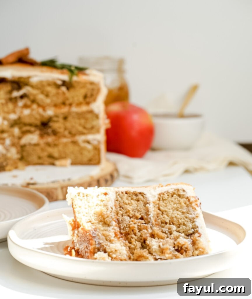 Cinnamon Caramel Apple Cake ready for serving