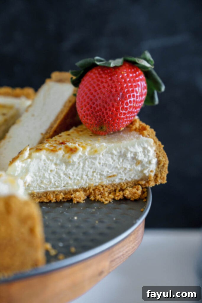 Crème brûlée cheesecake topped with berries