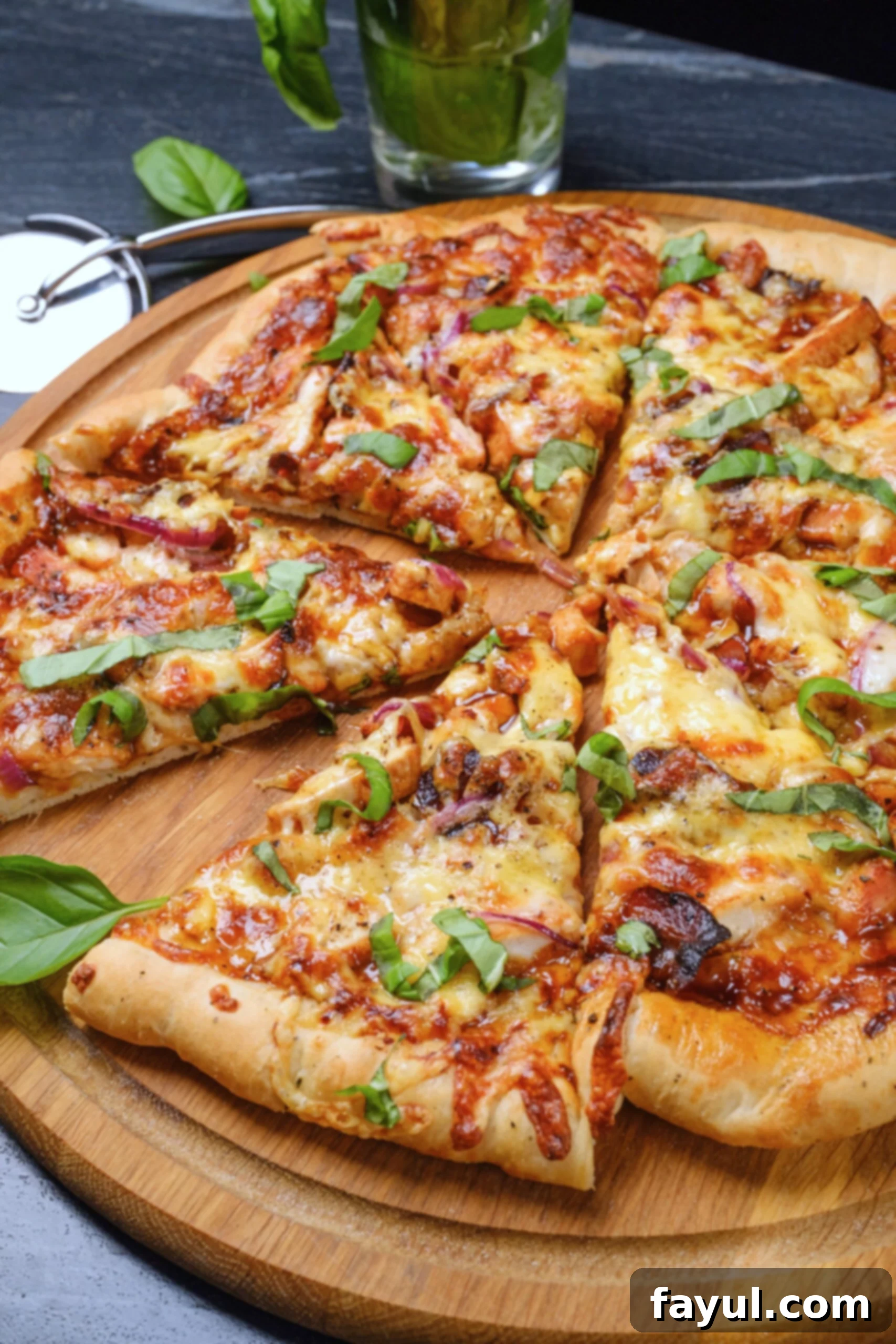 BBQ Chicken Pizza Recipe, featuring tender chicken, smoky bacon, and melted cheese on a perfectly baked crust.