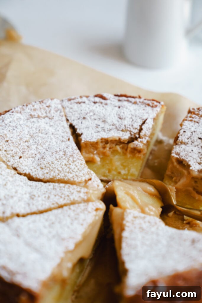 Top-down view of a whole Caramel Gooey Butter Cake