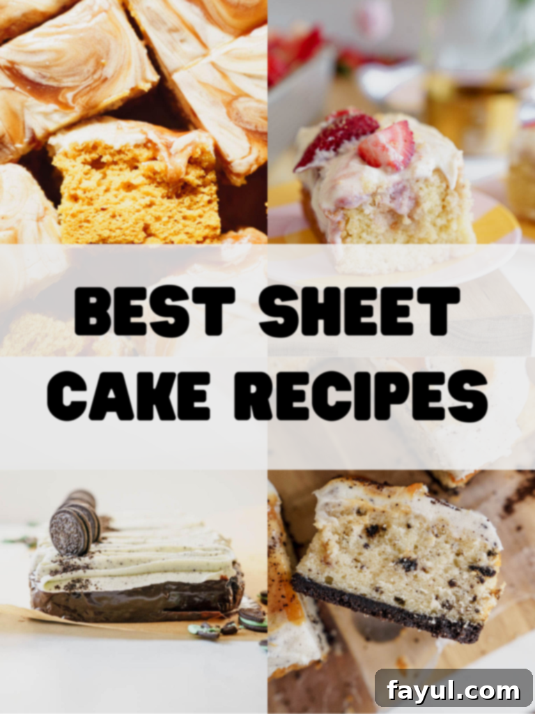 Deliciously frosted sheet cake ready for serving