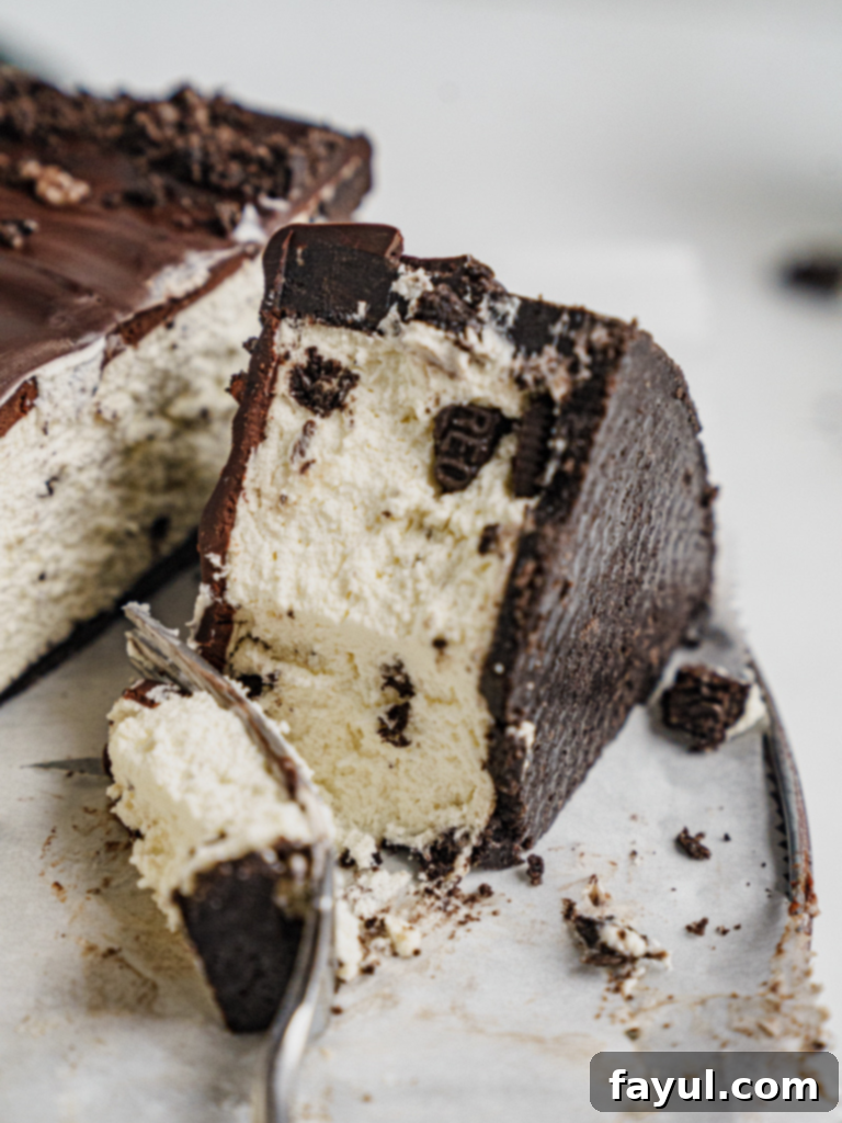 Decadent No-Bake Oreo Cheesecake with a chocolate ganache topping