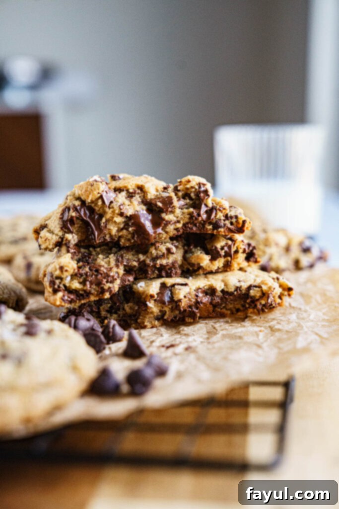 Ingredients for brown butter chocolate chip cookies laid out on a table
