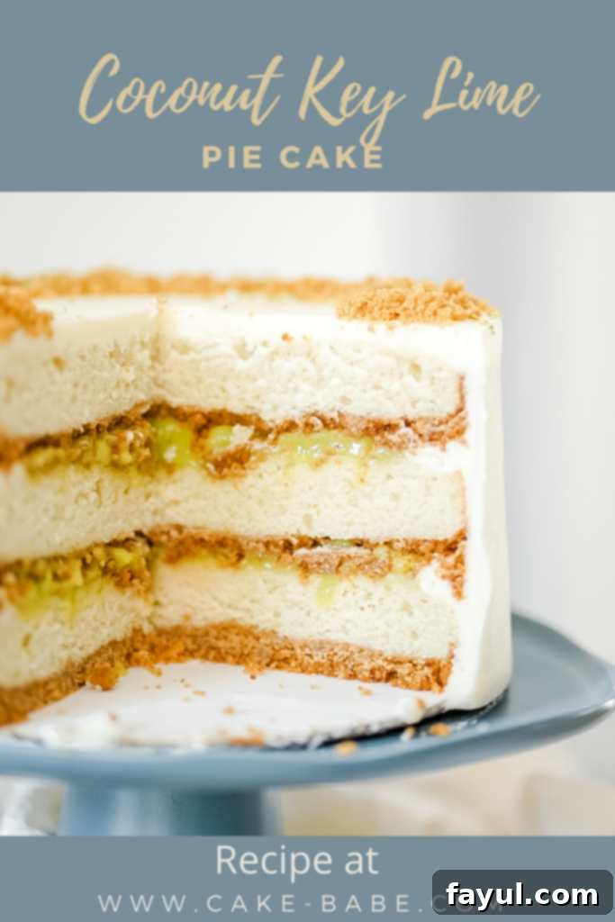 Delicious slice of Coconut Key Lime Pie Cake, perfect for Thanksgiving