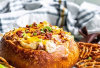 Smoky Bacon Cheese Bread Bowl Fondue