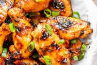 Sticky Sweet Peach BBQ Chicken Wings