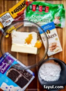 All ingredients laid out on a white surface before starting the cookie preparation.