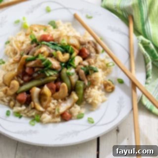 Vibrant cashew pork stir-fry with colorful vegetables, a quick and flavorful Asian-inspired meal.
