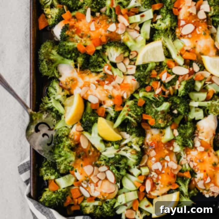 One-pan apricot chicken and broccoli dinner, a healthy, sweet, and savory meal perfect for quick preparation.