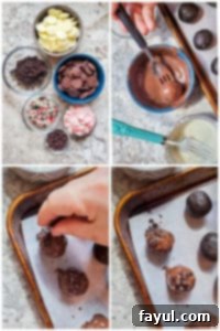 Prep image for Oreo truffle balls recipe showing hand decorating the recipe.