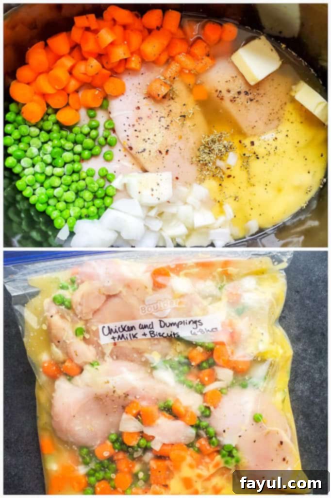 Hearty Slow Cooker Chicken and Dumplings with Fluffy Biscuits 4 Prep image for chicken and dumplings.