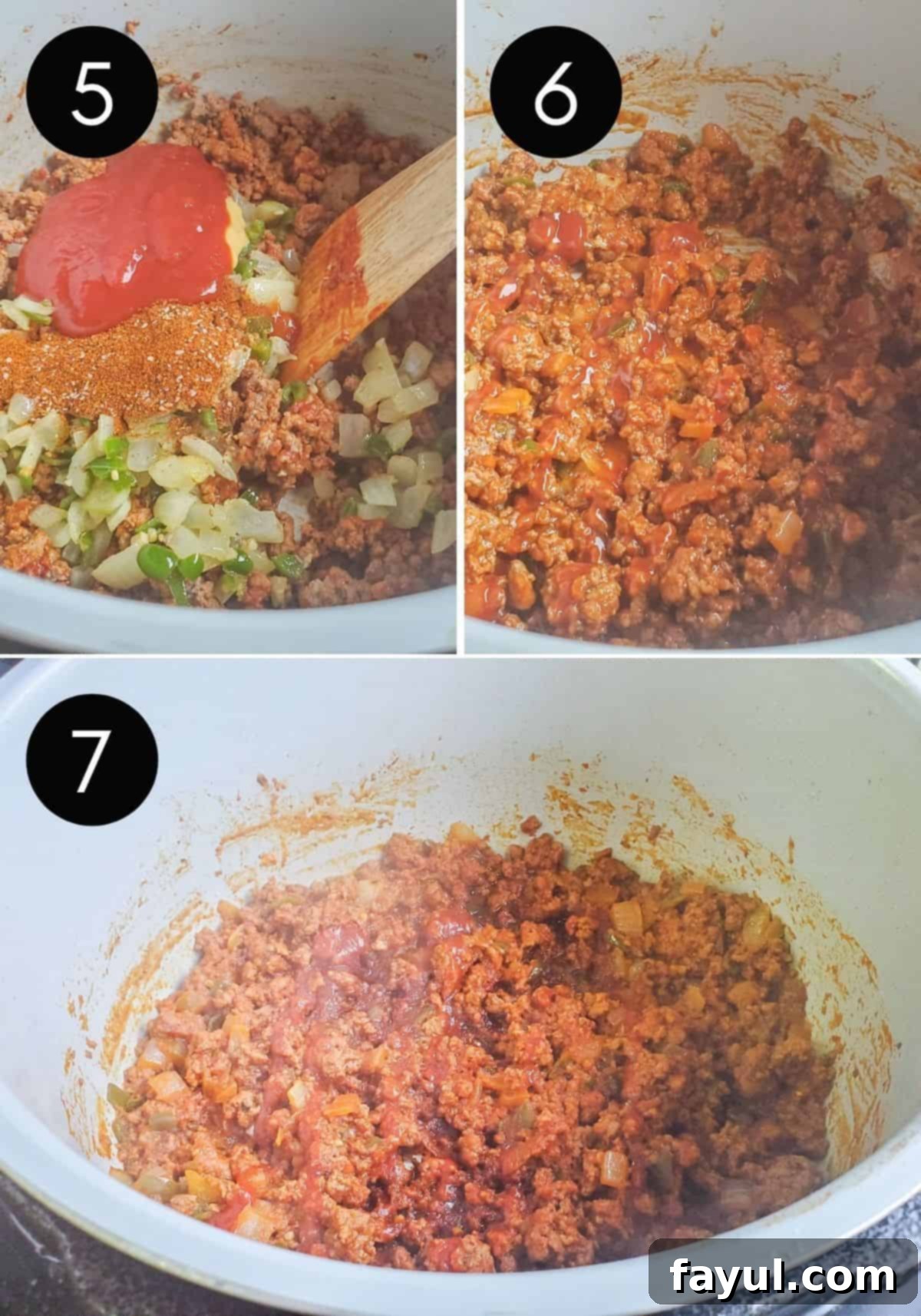 Prep image showing three images of recipe being combined then pressure cooked.